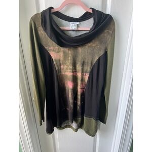 Parsley and Sage Womens Top Plack Multicolor Abstract Long Sleeve Tunic Size S
